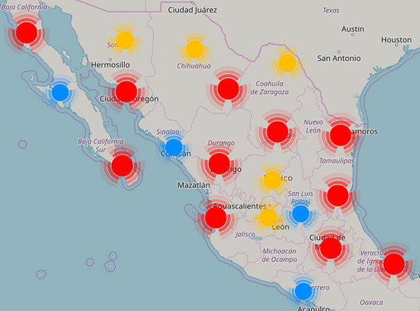 Map of Alamo rent a car locations in Mexico