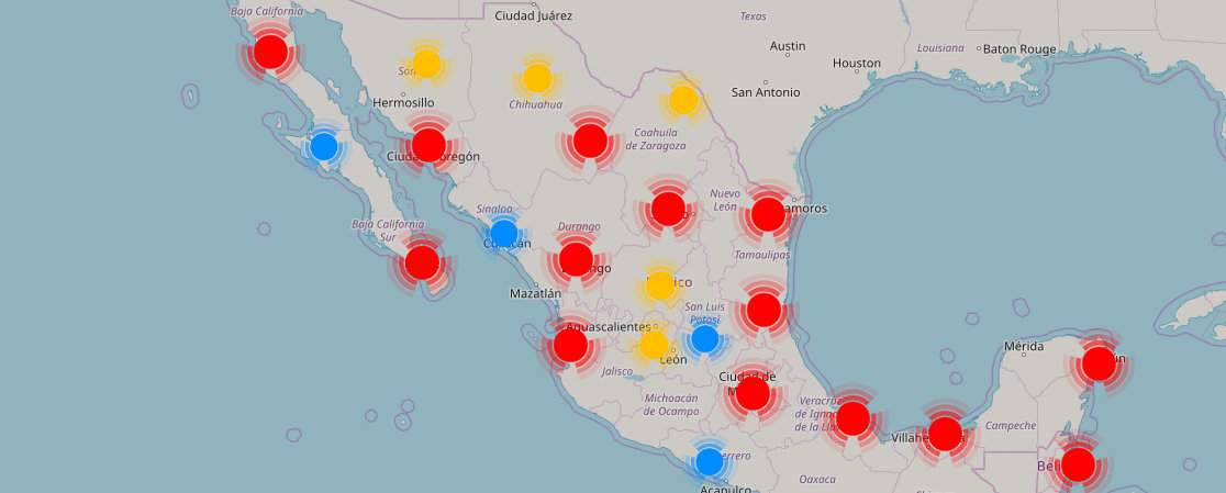 Map of stores in Mexico by shopping centers, mall locations